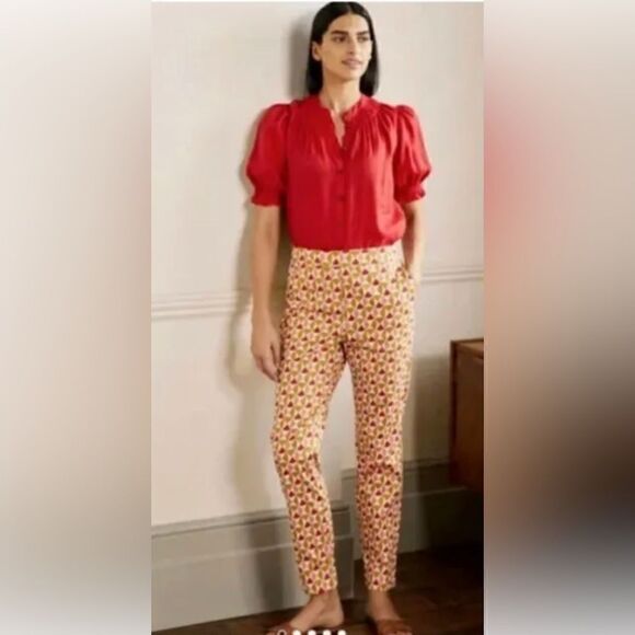 BODEN Danby Pull On Pants, Brioche, Rainbow Tile SIZE US 8 BRAND NEW NWT - Picture 1 of 8